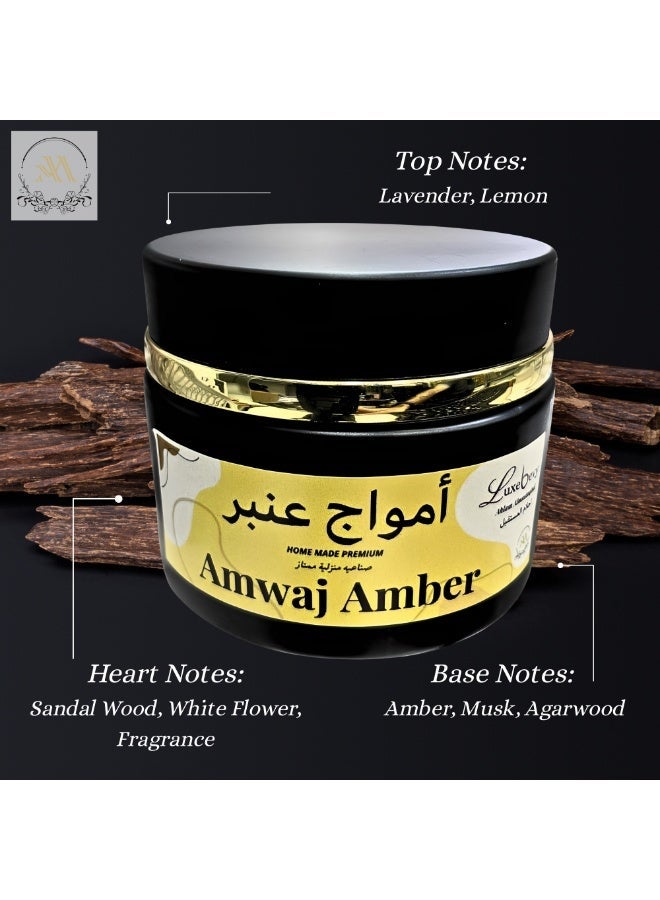 Luxebevy Amwaj Amber Bakhoor (140g) Includes Tongs – Authentic Arabic Bakhoor Incense for Long-Lasting Fragrance – Use with Bukhoor Burner/Incense Burner, Meditation & Relaxation – Ramadan & Eid Gifts - Image 4
